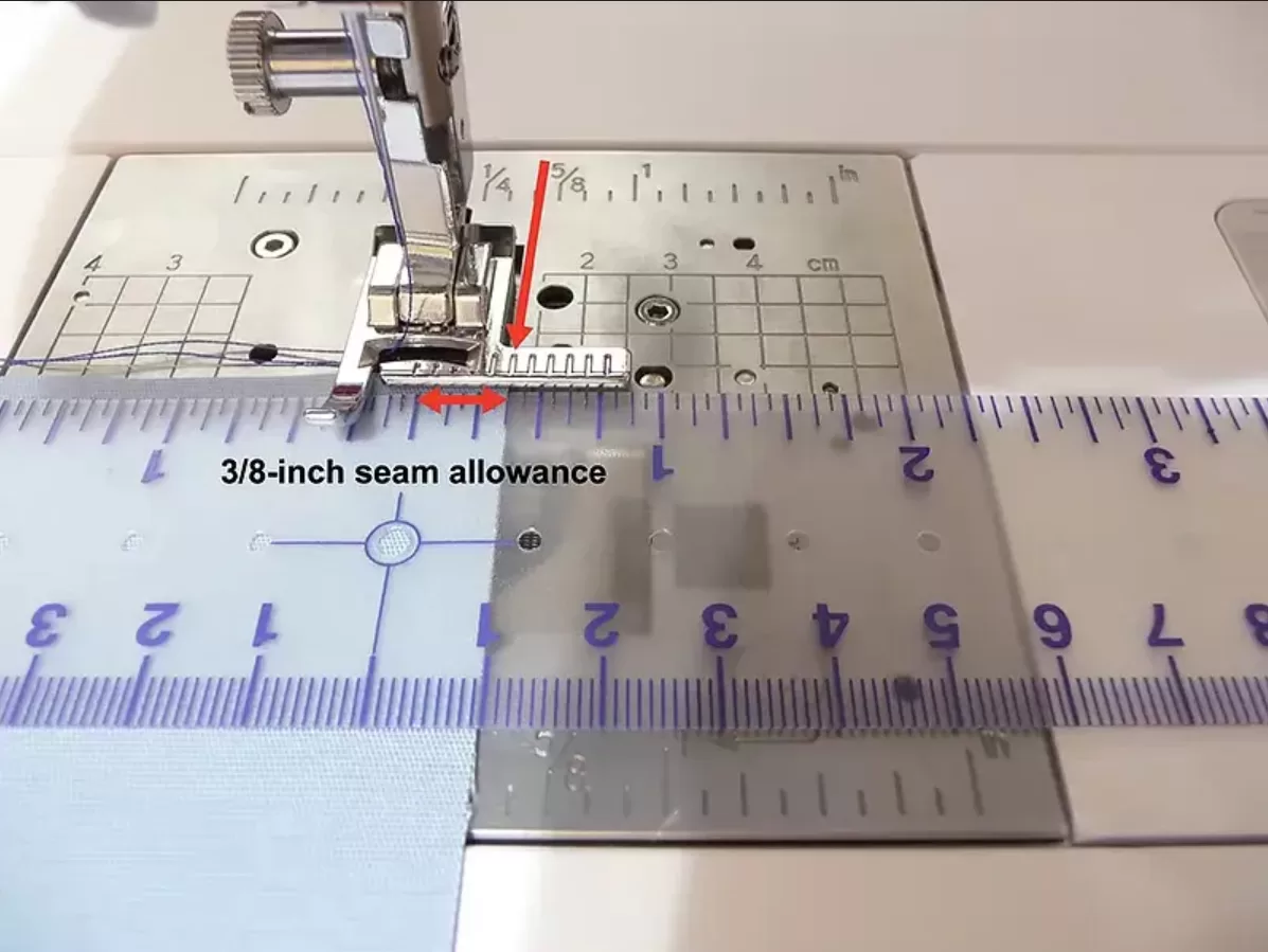 Using a ruler to find 3/8 inch seam allowance