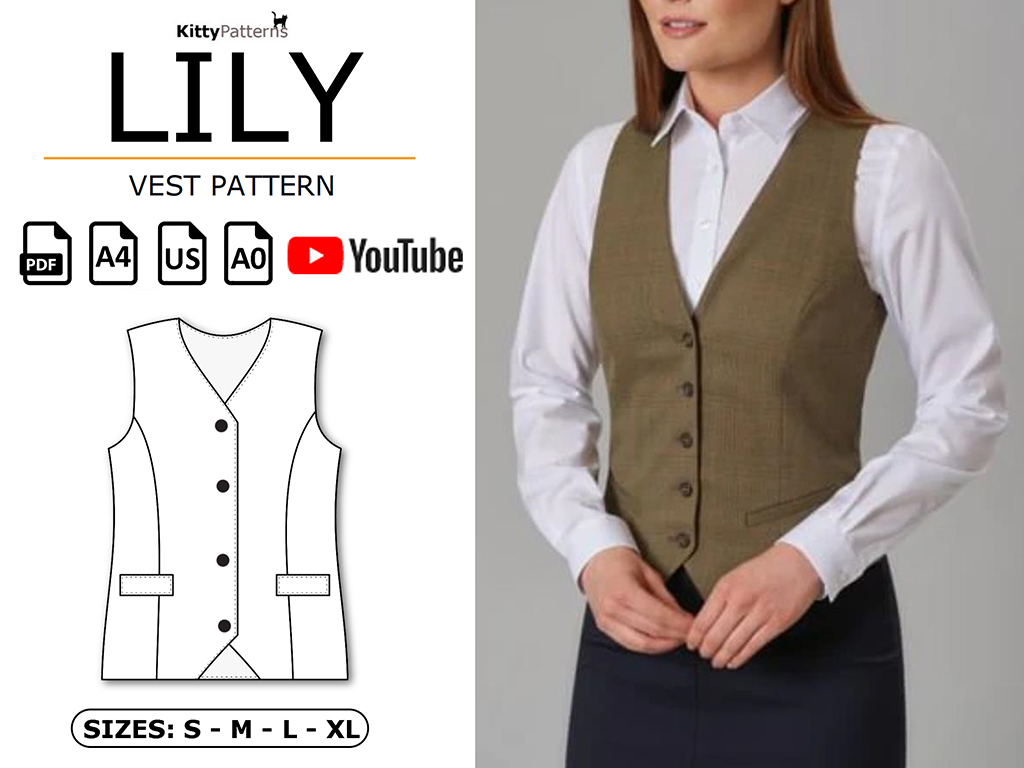 Lily vest sewing PDF pattern