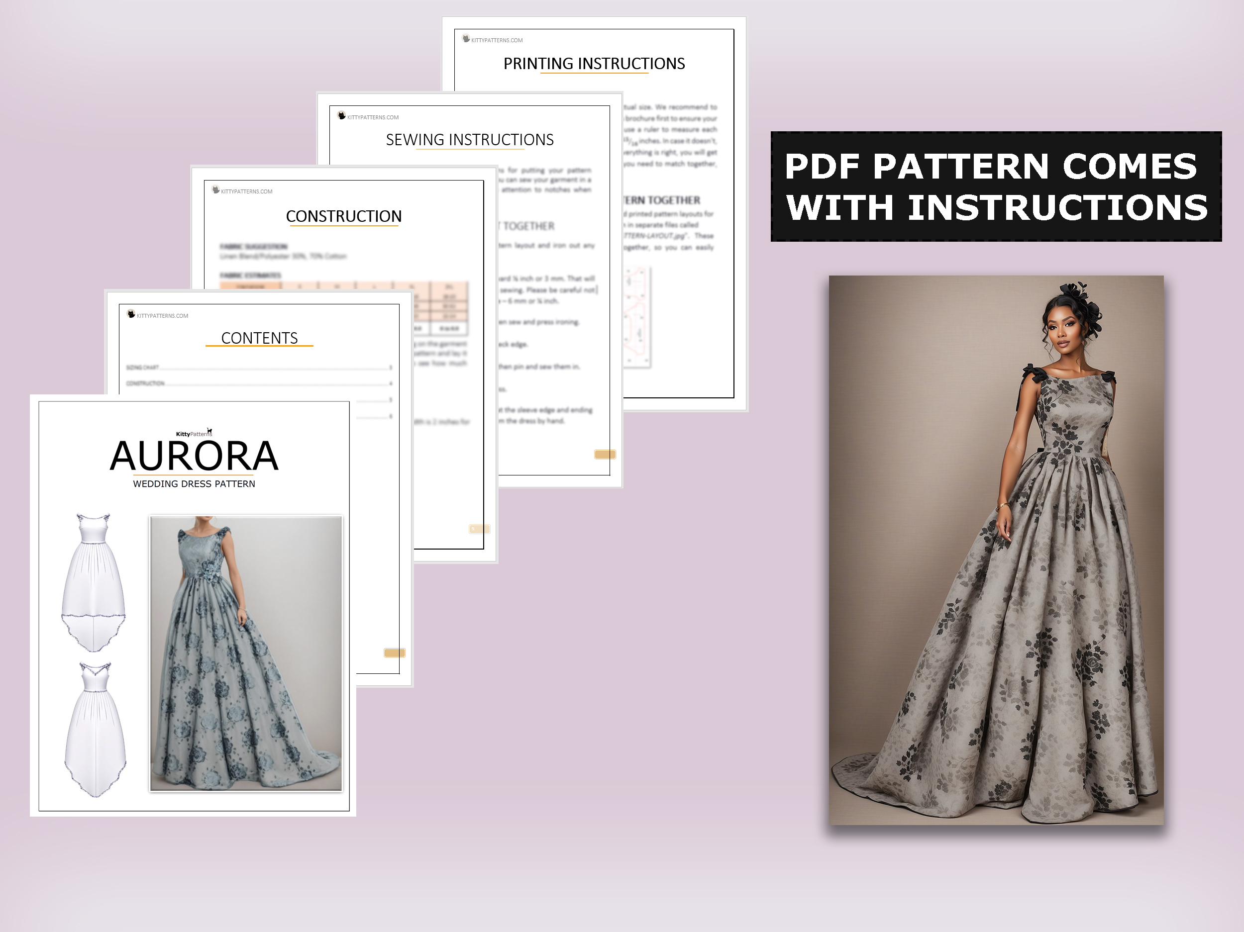 AURORA – Wedding Dress Pattern – KittyPatterns