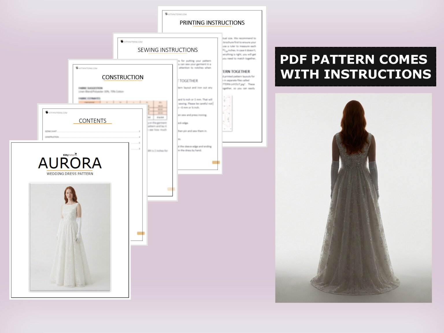 AURORA – Wedding Dress Pattern – KittyPatterns