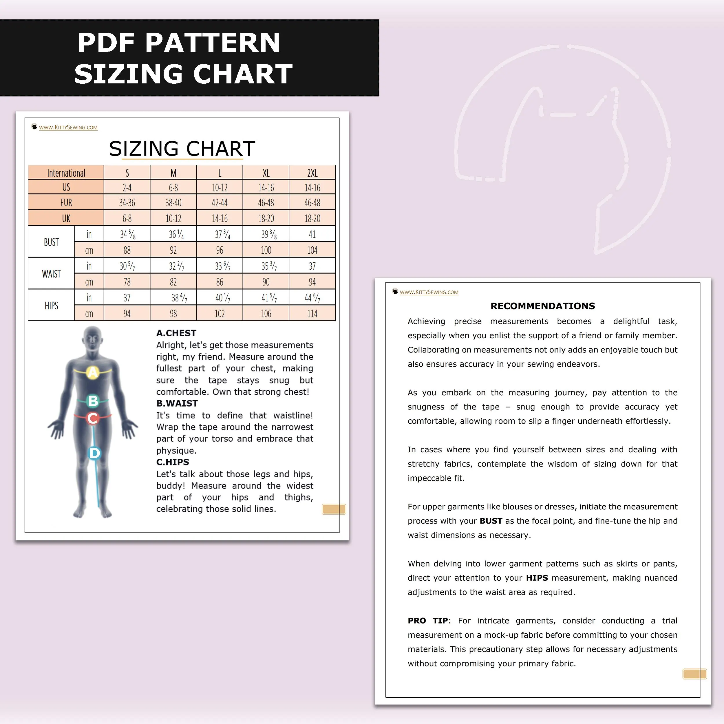 Sizing chart for mens tailored vest