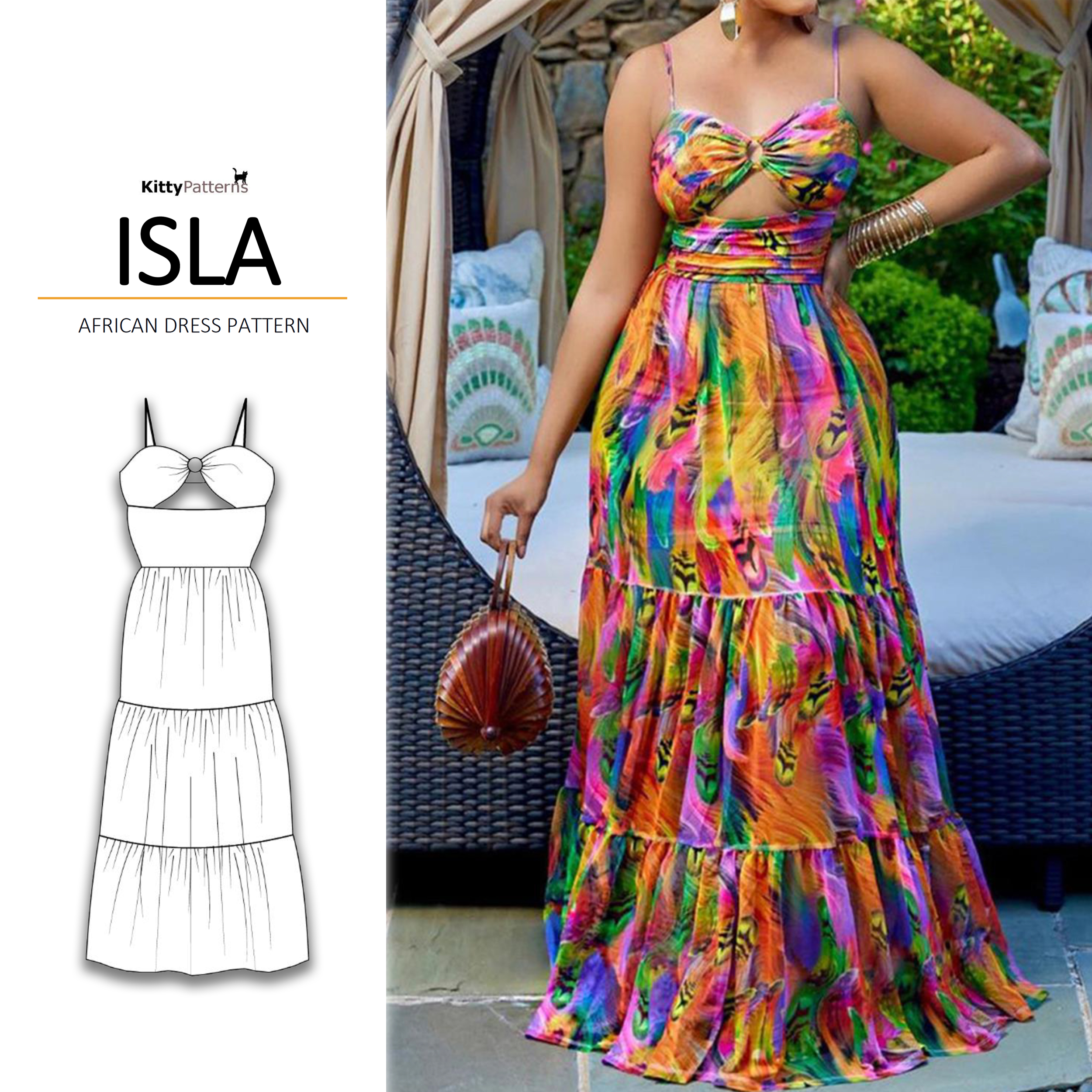ISLA  African Dress Pattern  KittyPatterns